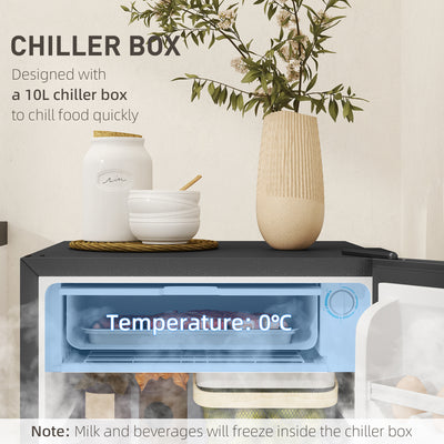 HOMCOM 91 Litre Freestanding Under Counter Fridge Freezer, Small Fridge with Chiller Box, Adjustable Thermostat, 47.5cm Wide, Silver Tone 