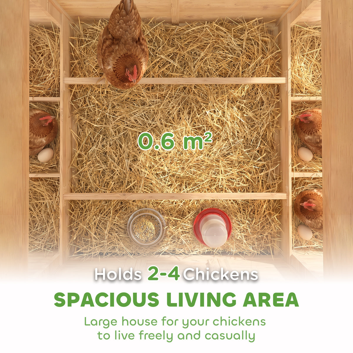PawHut Chicken Coop, Wooden Outdoor Hen House with Nesting Box, Openable Waterproof Top, Pull-Out Tray, 150 x 100 x 97cm - Yellow
