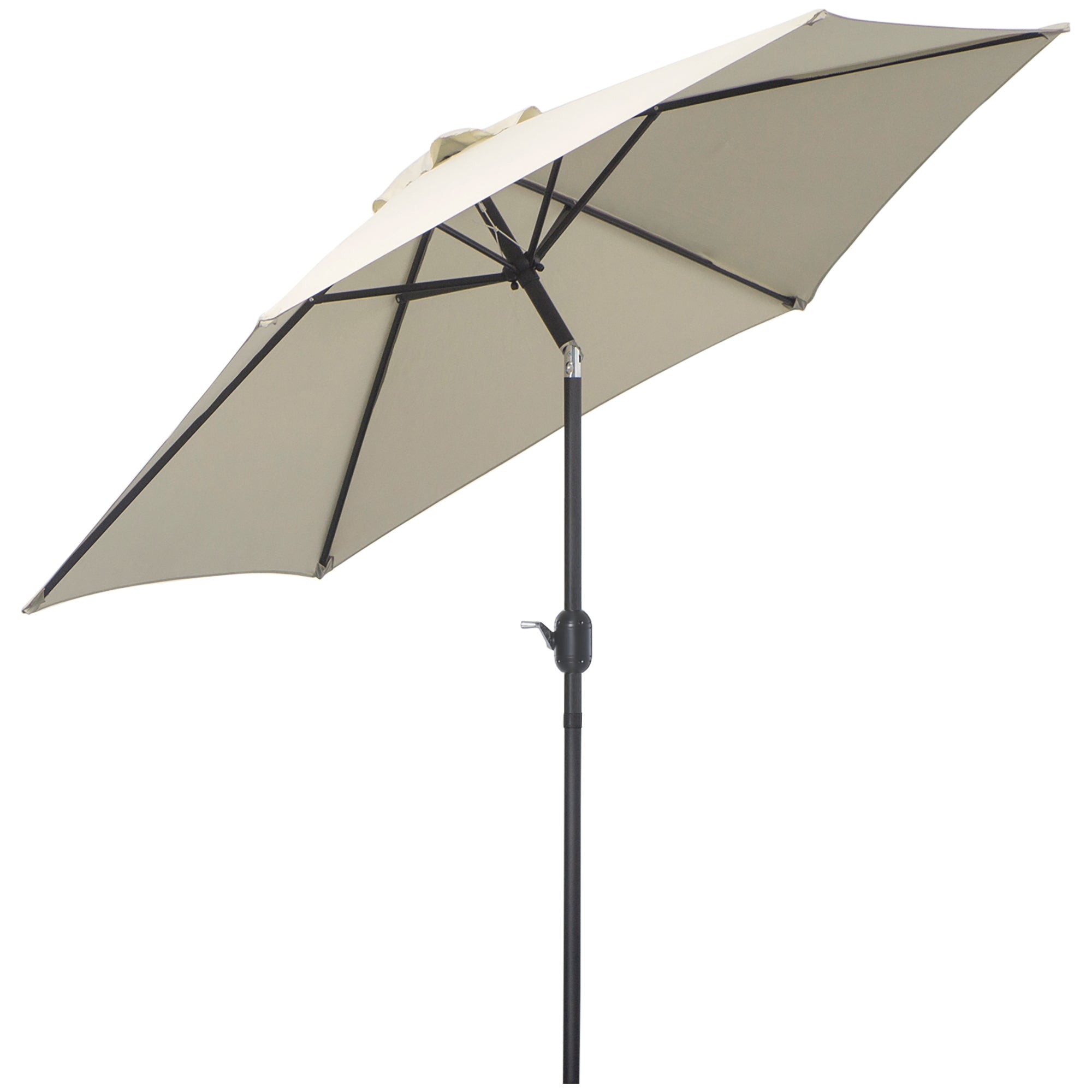Outsunny2.6M Garden Parasol Umbrella with Tilt and Crank, Outdoor Sun Parasol Sunshade Shelter with Aluminium Frame, Grey 