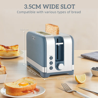 HOMCOM Sleek Textured Kettle and Toaster Set - Blue 