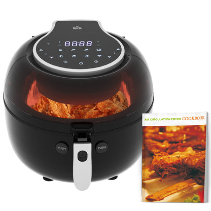 HOMCOM 7L Family Size Digital Air Fryer Oven with Air Fry, Roast, Broil, Bake, Dehydrate, 8 Presets, Rapid Air Circulation, Timer, Preheat, Non-stick Basket, Inner Light for Oil Free & Low Fat, 1500W 