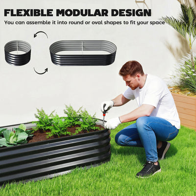Outsunny Set of Two 150 x 60cm Steel Planters - Dark Grey 