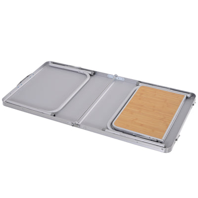 Outsunny Aluminium MDF-Top 4ft Folding Portable Outdoor Table Silver 