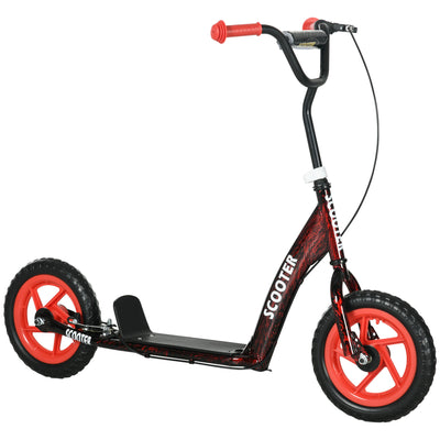 AIYAPLAY Kids Scooter with Adjustable Handlebar, Children's Kick Scooter with Non-slip Footplate, Rear Brake, Kickstand, Red 