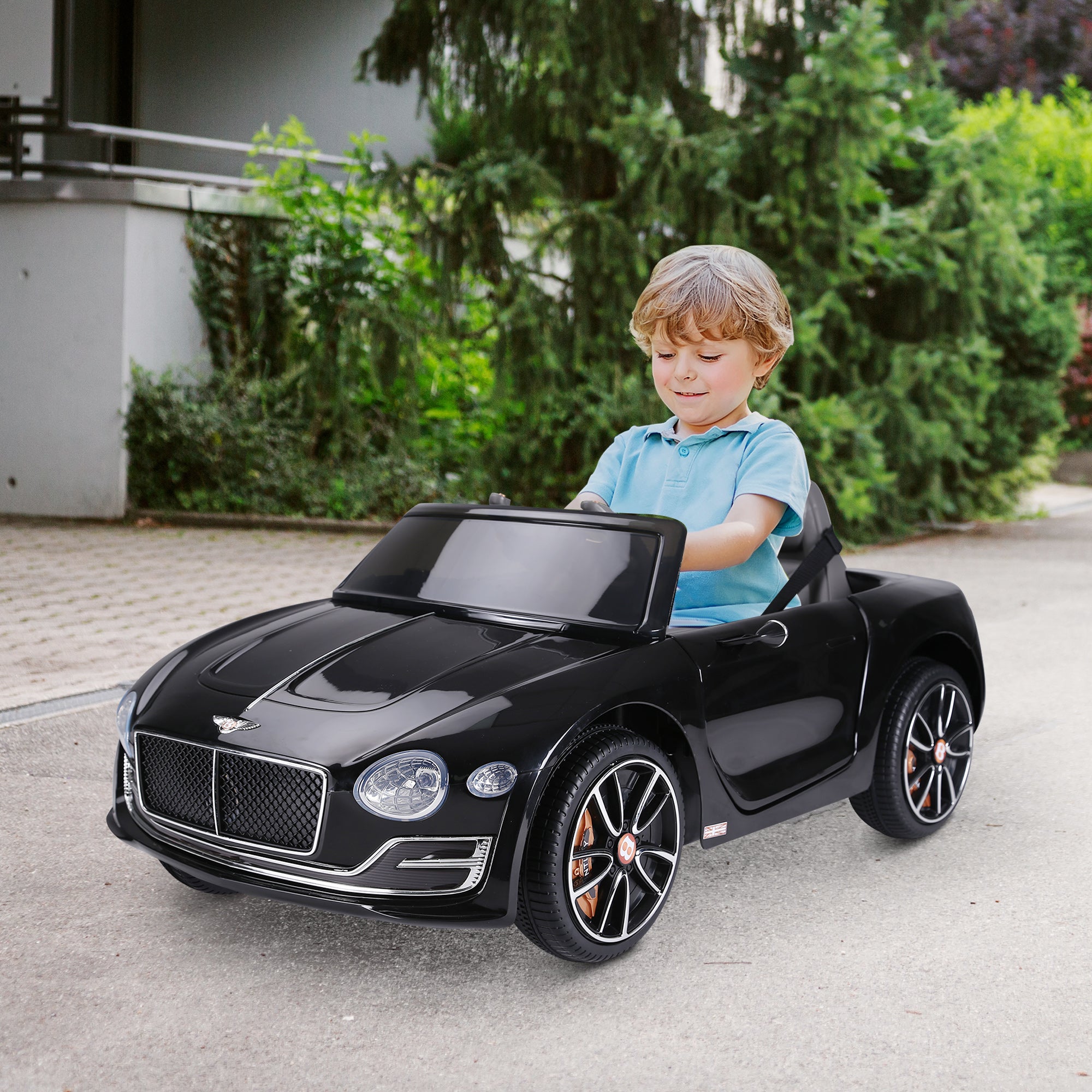 HOMCOM Bentley GT Licensed 12V Electric Car for Kids, Kid's Electric Ride on with Remote Control, Ride on Car with LED Lights, Music, for 3-5 Years, Black 