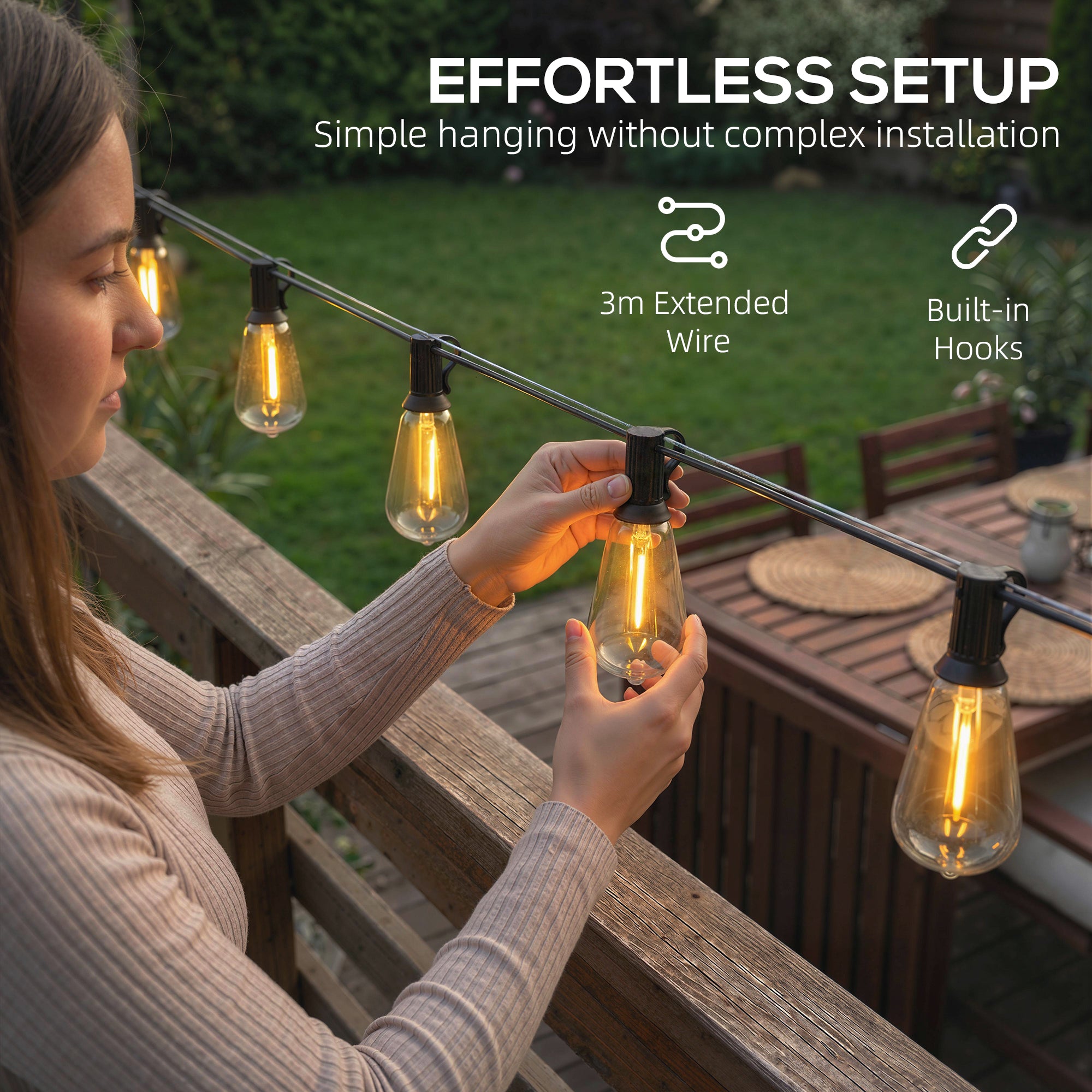 HOMCOM Curtain Lights Connectable Fairy Curtain Lights Plug-in IP44 Waterproof/18 m/Warm White 