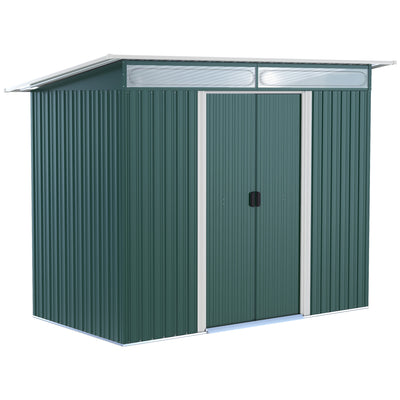 Outsunny Metal Garden Storage Shed, Tool Storage House with Double Sliding Doors and Lightsky Panels, 8.5 x 4ft 