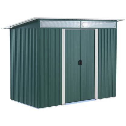 Outsunny Metal Garden Storage Shed, Tool Storage House with Double Sliding Doors and Lightsky Panels, 8.5 x 4ft 