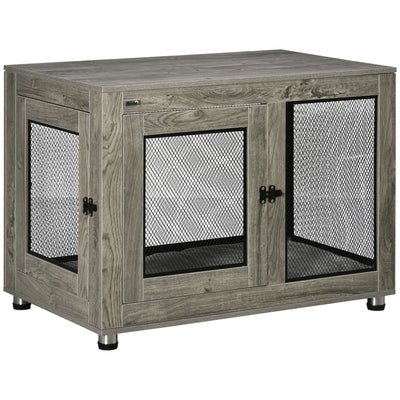PawHut 2-in-1 Dog Cage & Side Table, with Two Doors, Cushion, for Large Dogs 