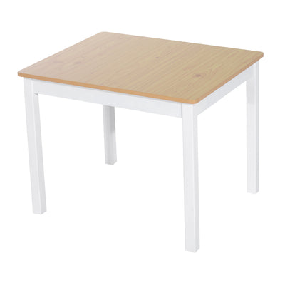 HOMCOM 4-Piece Kids Table and Chair Set with 2 Wooden Chairs, 1 Storage Bench, and Interesting Modern Design, Beige/White 