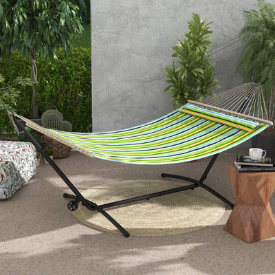 Outsunny 9.5ft Hammock Stand, Portable Hammock with Wheels, Adjustable Hammock Net Stand with Carry Bag, for String-style, Brazilian-style, Flat-style, Rope-style Hammocks, Black 