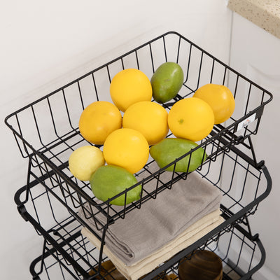 HOMCOM 5 Tier Storage Trolley, Stackable Fruit Vegetable Cart for Kitchen, Living Room, 40 x 2 x 97 cm, Black 