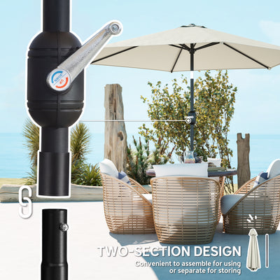 Outsunny 2.6 m Garden Parasol Umbrella with Aluminium Pole, Outdoor Patio Umbrella with Tilt and Crank, Vent, Cream White 