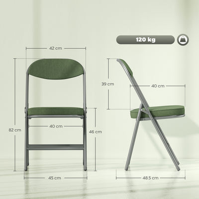 HOMCOM Set of Four Folding Corduroy Seat Chairs - Green 
