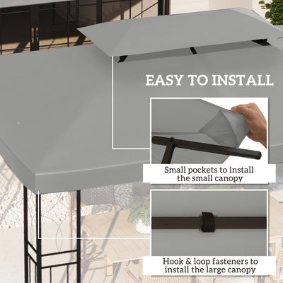 Outsunny Gazebo Roof Replacement, for 3 x 4m Frames - Light Grey 