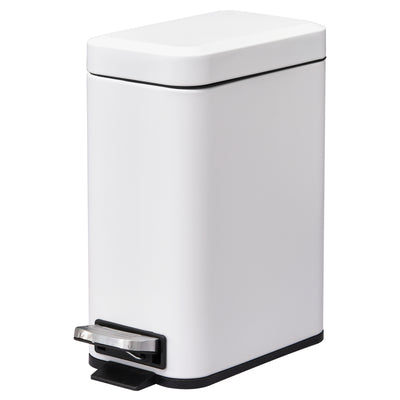 HOMCOM 5L Rectangular Compact Bin Steel Body Removable Bucket Quiet-Close Lid w/ Pedal Lid Rubbish Trash Can Home Office Bedroom Bathroom Living Room Garbage Tidy Clean White 