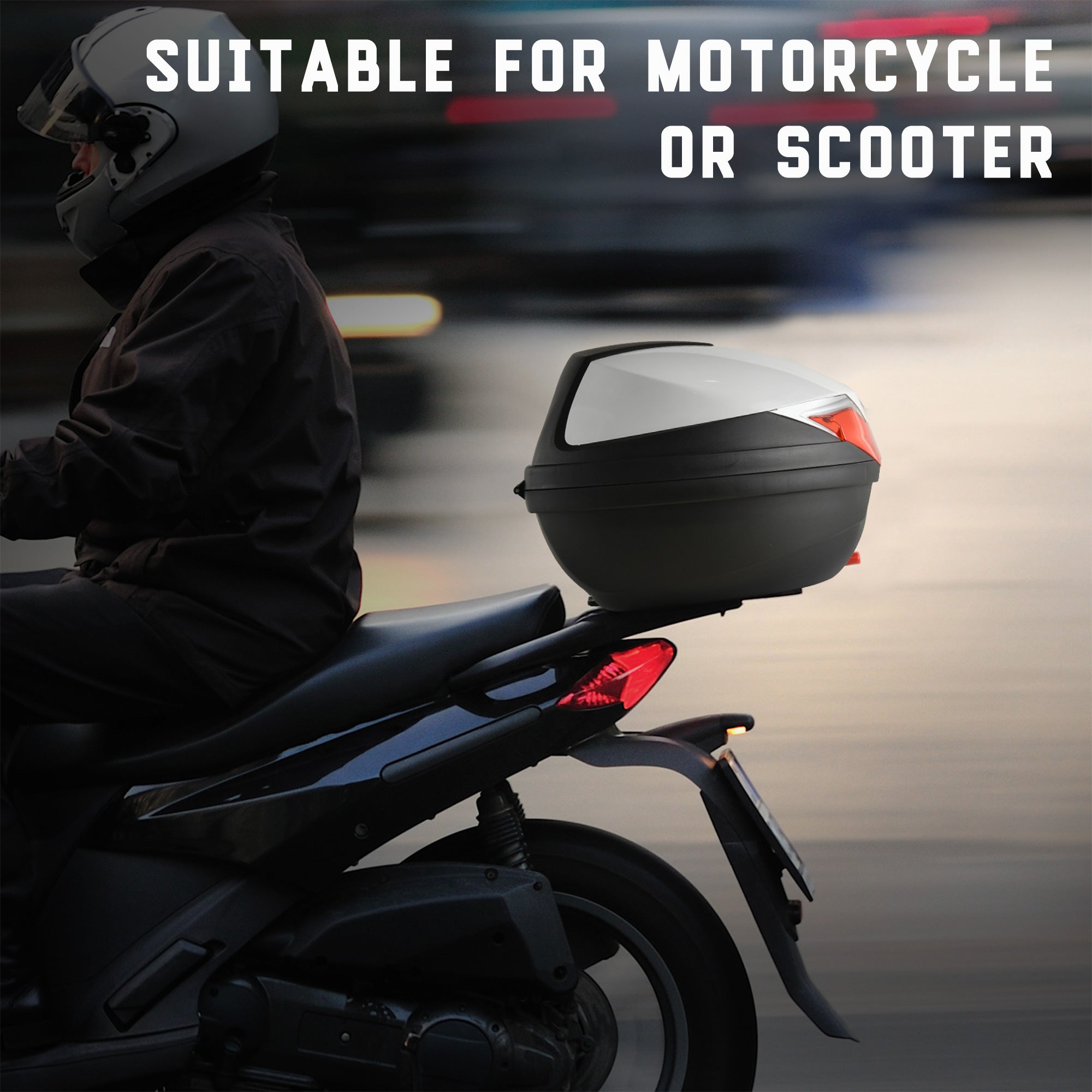 HOMCOM 32L Motorcycle Tail box Helmet Top Case Motorbike Luggage Storage Trunk Carrier Mount Rack 