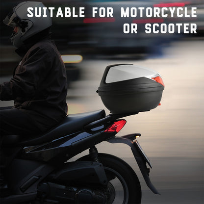 HOMCOM 32L Motorcycle Tail box Helmet Top Case Motorbike Luggage Storage Trunk Carrier Mount Rack 