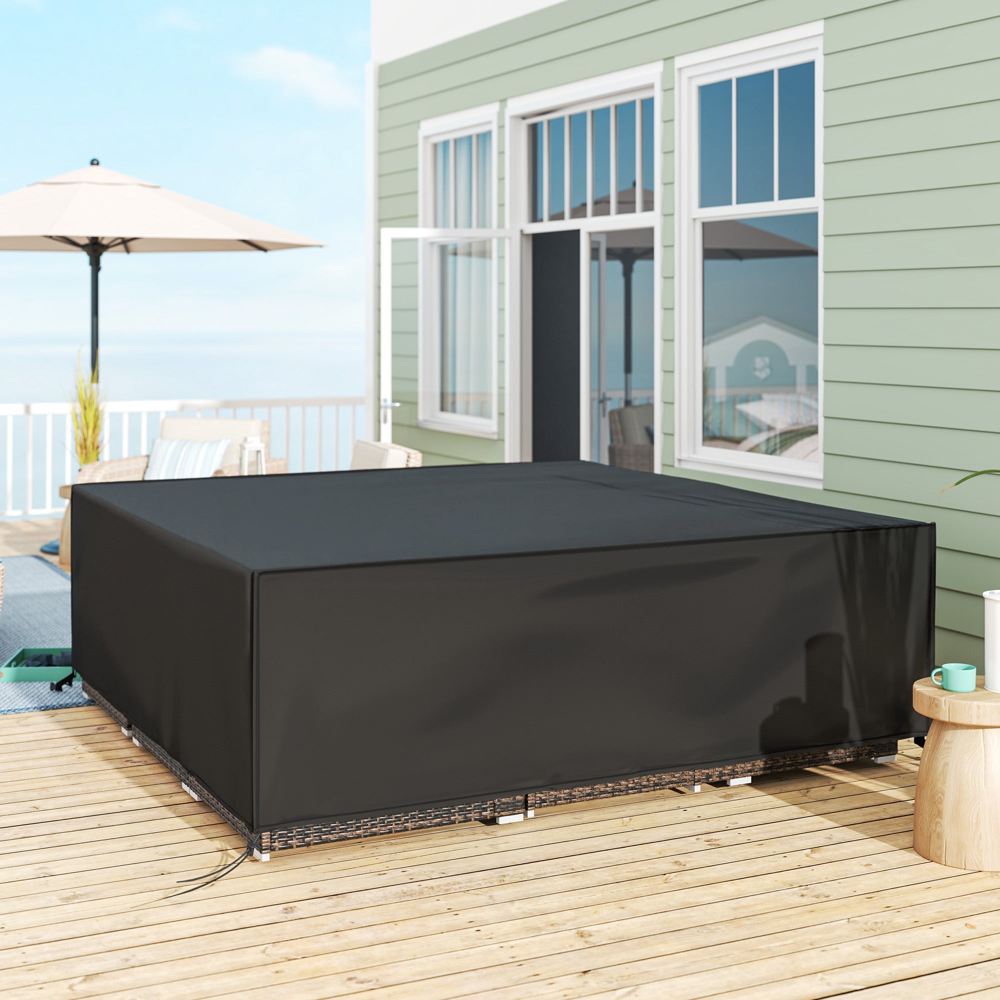 Outsunny Large Patio Garden Furniture Set Cover 600D Oxford Square Waterproof, 230 x 230 x 70 cm, Black 