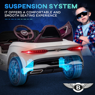 HOMCOM Bentley Bacalar Licensed 12V Kids Electric Car, with Remote Control, White 