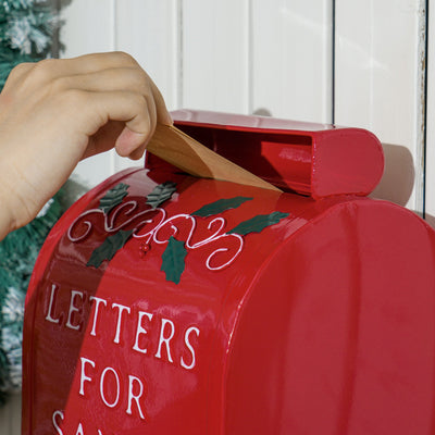 HOMCOM A5 Christmas Letter Postbox - Red/White 