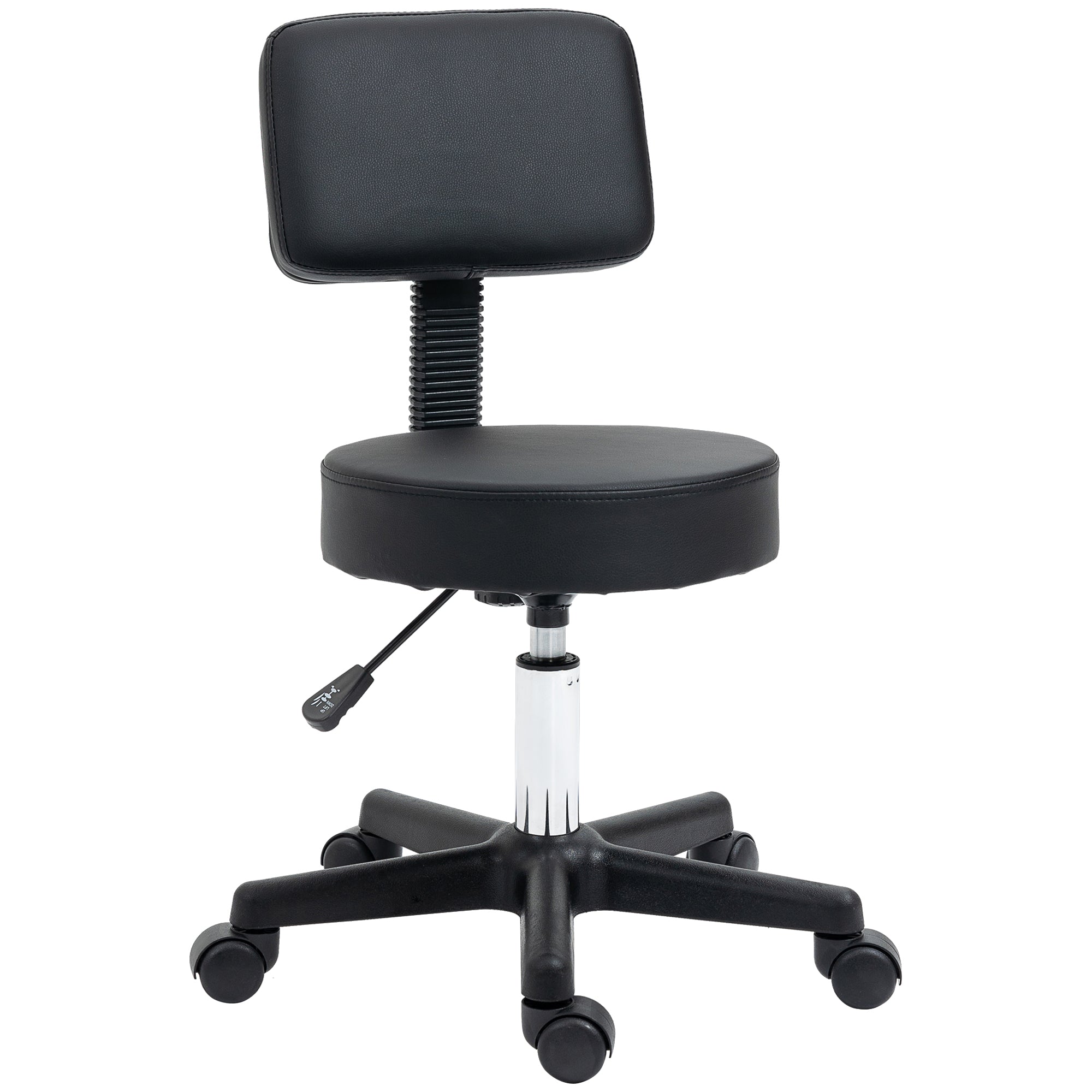 HOMCOM Swivel Salon Chair w/ Padded Seat Back 5 Wheels Adjustable Height Salon Hairdressers Tattoo Spa Rolling Black 