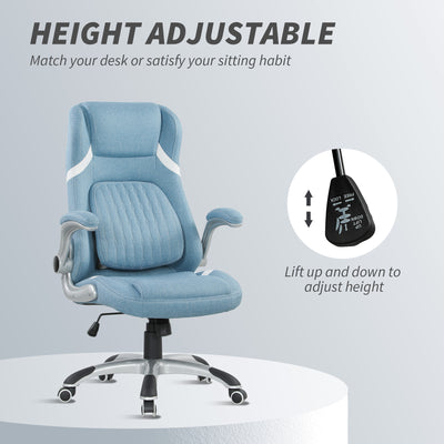 Vinsetto Linen-Look Office Chair, with Adjustable Height and Tension - Blue 
