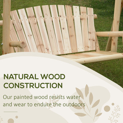 Outsunny Outdoor 2 Seater Swing Chair Larch Wood Garden Swing Seat Porch Hammock Bench Lounger 