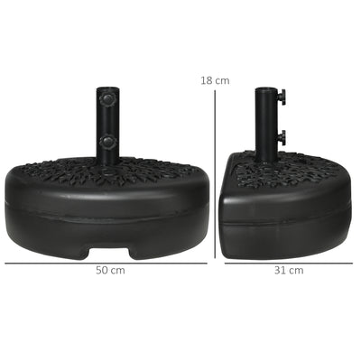 Outsunny Water/Sand Fillable Half Parasol Umbrella Base - Black 