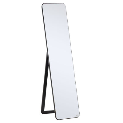 HOMCOM Full Length Mirror, Free Standing or Wall Hanging, Tall Full Body Mirror for Bedroom, Hallway, Black 