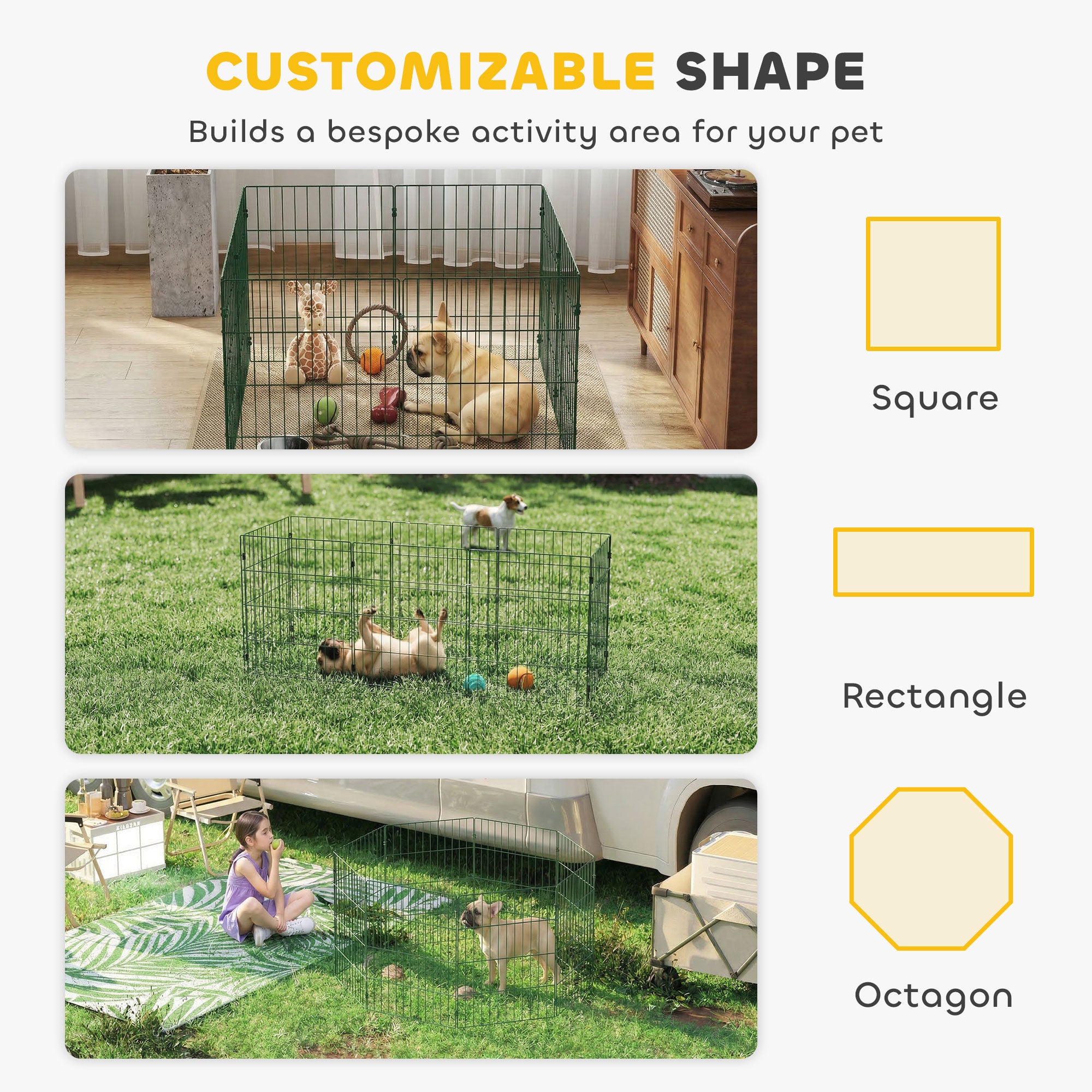 PawHut 8 Panel Pet Playpen for Small Dogs Indoor Outdoor 60 cm Height 