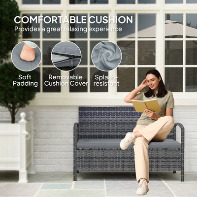 Outsunny 125L Storage Garden Bench, with Cushion - Grey 
