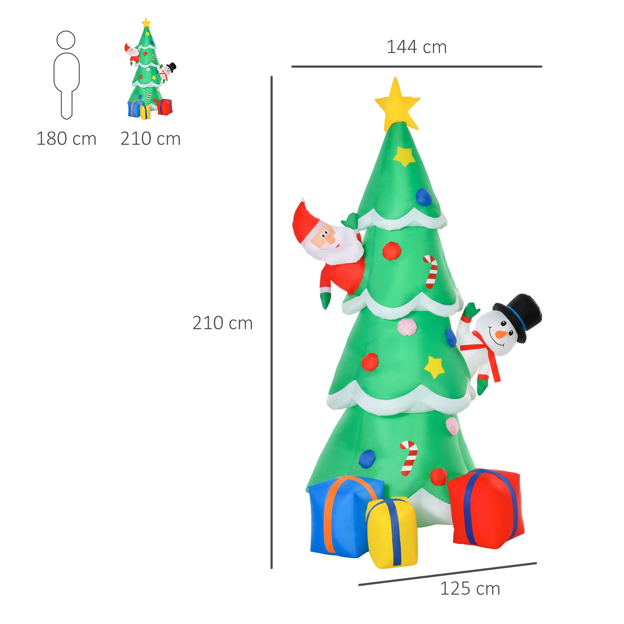 HOMCOM 7FT Christmas Inflatable Tree LED Lighted for Indoor Outdoor Decoration 