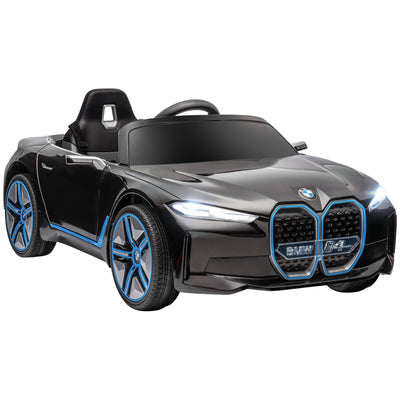 HOMCOM BMW i4 Licensed 12V Kids Electric Ride-On Car, with Remote Control, Portable Battery, Music, Horn, Headlights - Black 