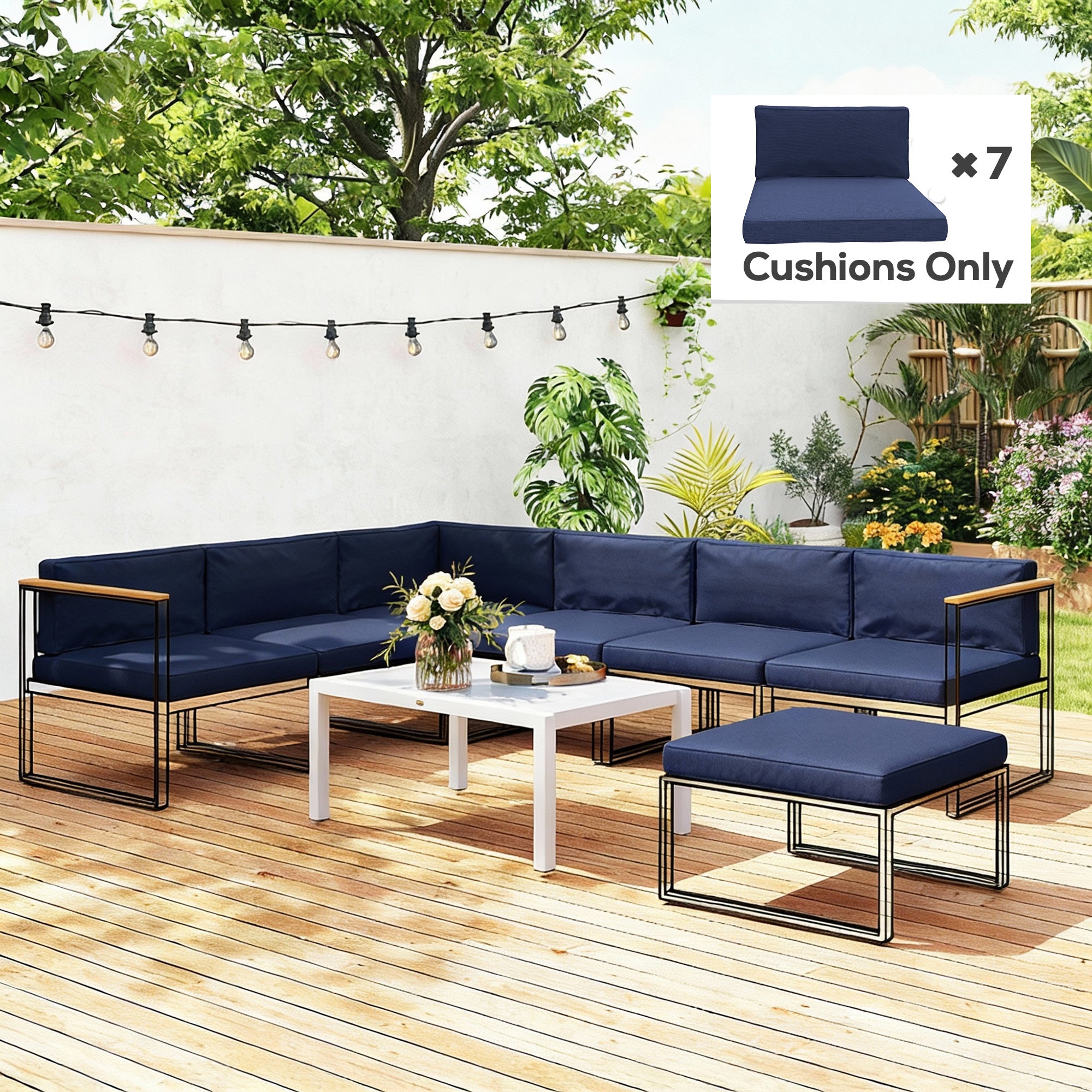 Outsunny 14-piece Dining Set Cushions - Dark Blue 