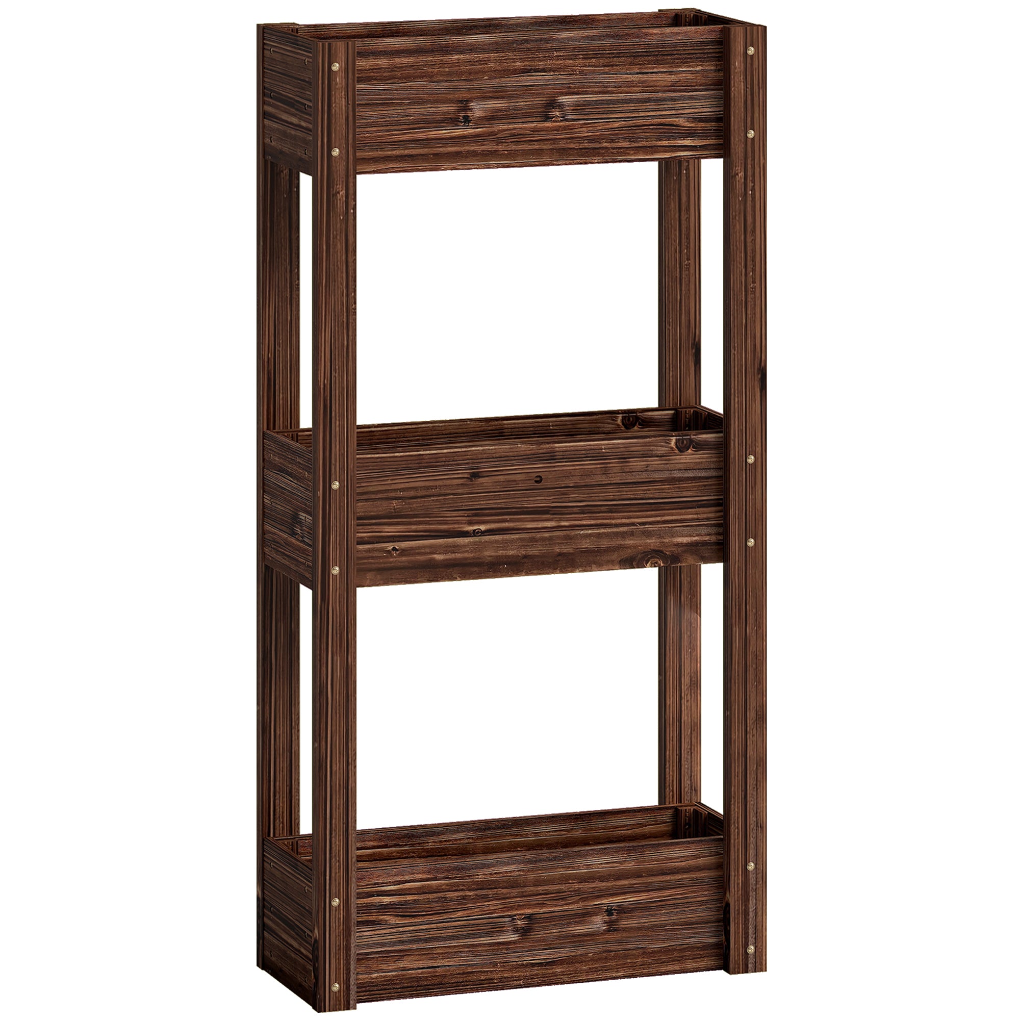 Outsunny 3-Tier Wooden Raised Planter, Raised Garden Bed on Legs with Drainage Holes and Bed Liner, Elevated Garden Planter 
