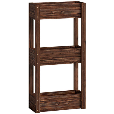 Outsunny 3-Tier Wooden Raised Planter, Raised Garden Bed on Legs with Drainage Holes and Bed Liner, Elevated Garden Planter 