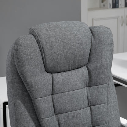Vinsetto Office Chair, Computer Desk Chair, Linen Fabric Swivel Rolling Task Chair with Large Soft Padded Cushion, 135\'c2\'b0 Reclining Backrest and Retractable Footrest, Grey