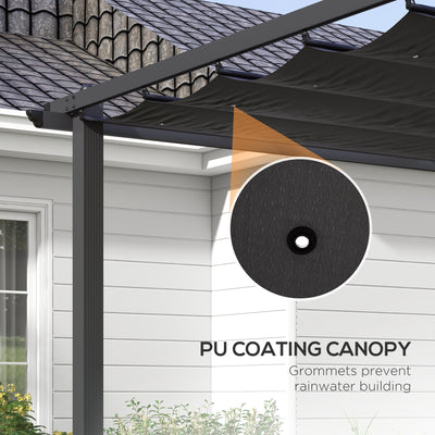 Outsunny 3 x 4m Aluminium Pergola, with Retractable Roof - Dark Grey 