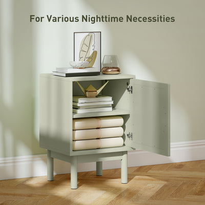 HOMCOM Rattan Bedside Table for Bedroom - Light Green 