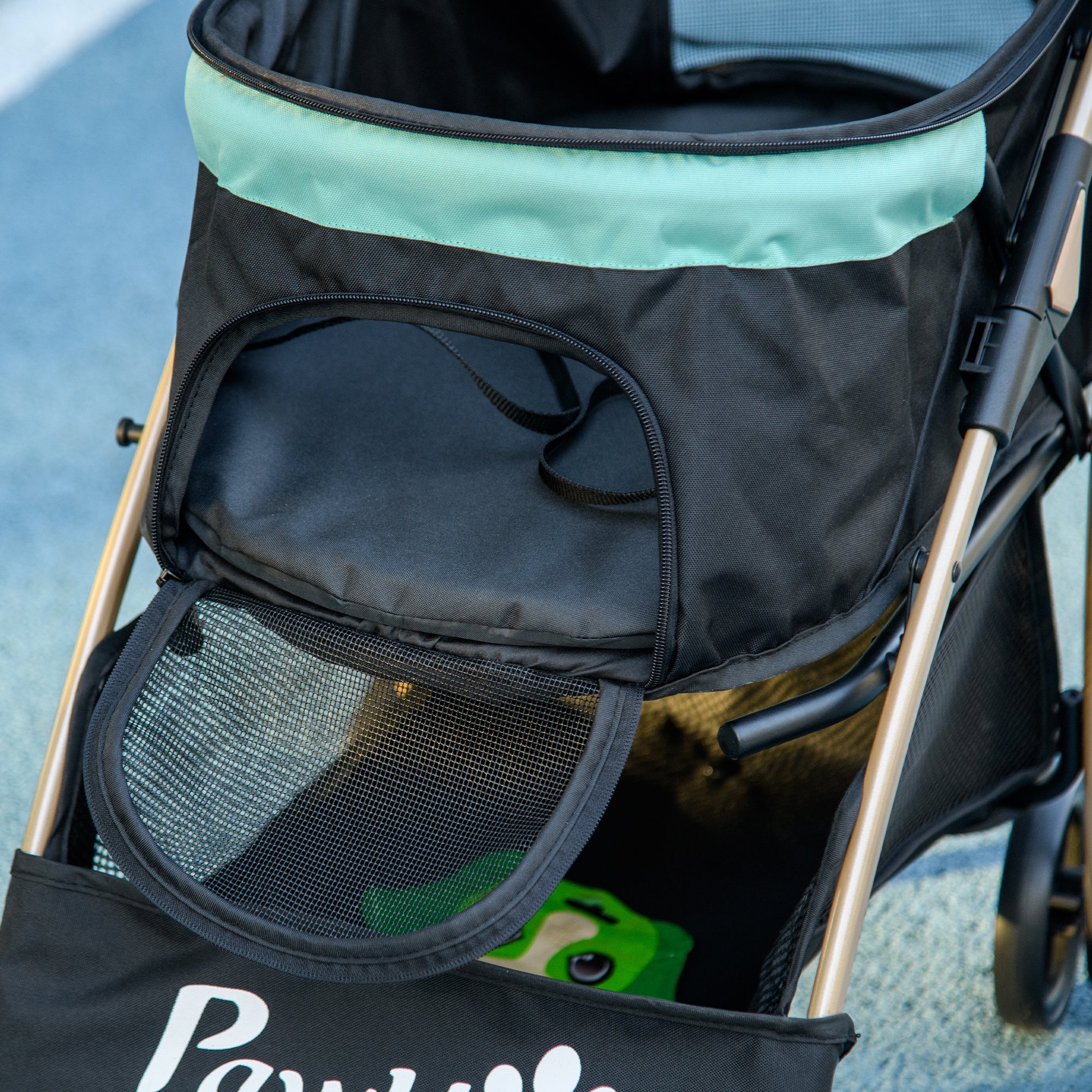 PawHut Pet Stroller for Small and Miniature Dogs, with Rain Cover - Green 