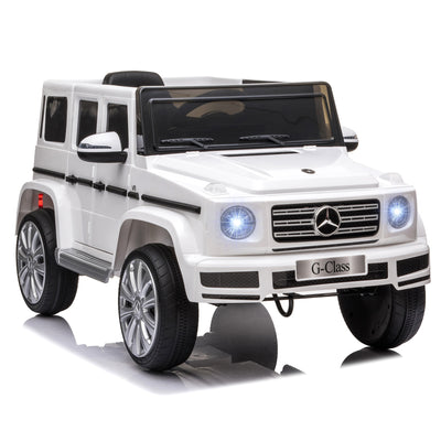 HOMCOM Mercedes Benz G500 Licensed 12V Kids Electric Ride On Car  Toy with Parental Remote Control Battery-powered 2 Motors Music Lights MP3 for 3-8 Years Old White 