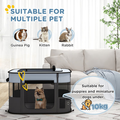 PawHut Foldable Dog Pen with Storage Bag for Indoor/Outdoor Use - Grey 