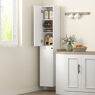 HOMCOM Wall Mounted Tall Bathroom Storage Cabinet with Soft-Close Hinges, Slim Bathroom Cabinet with 2 Doors, White 