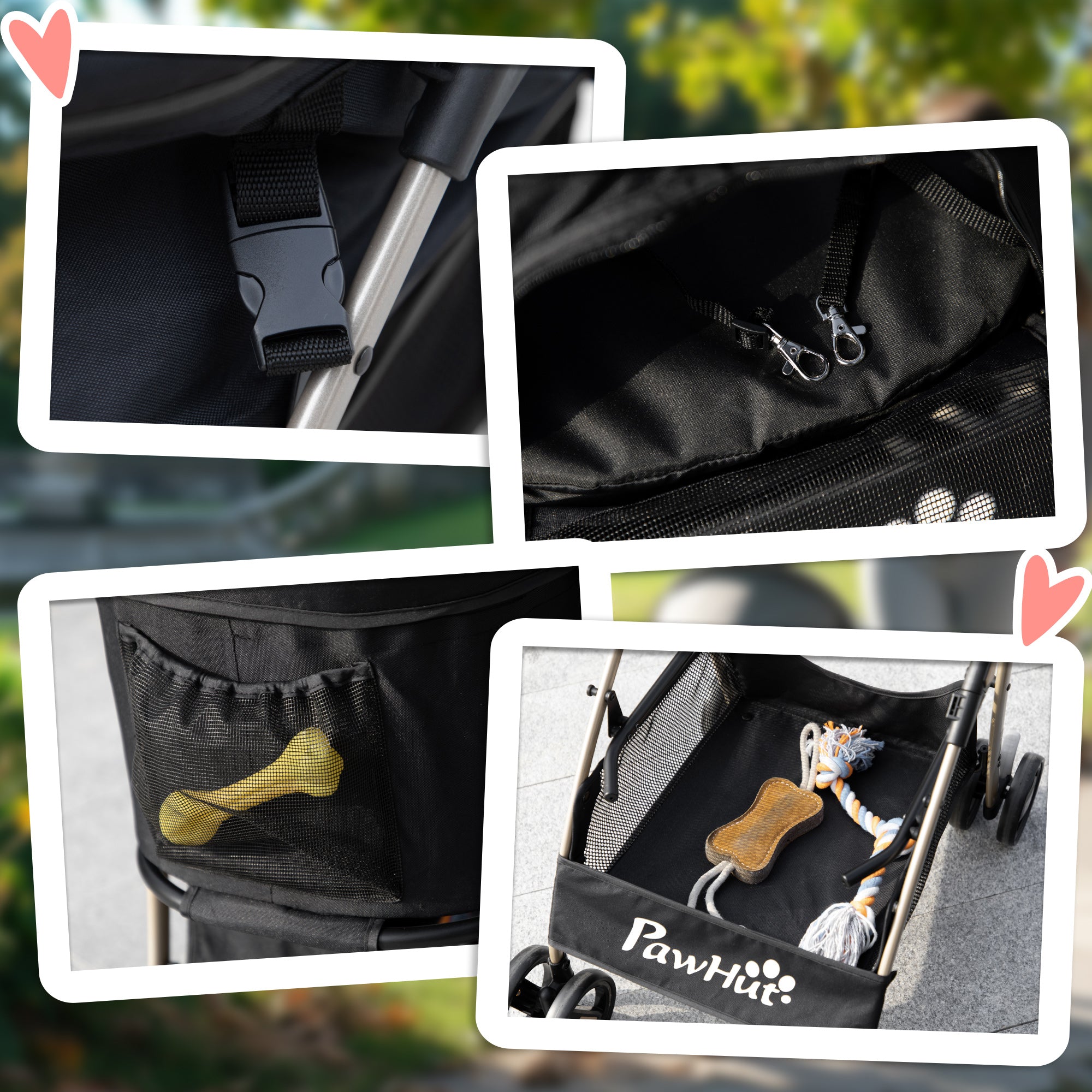 PawHut 3 In 1 Detachable Pet Stroller, for Extra Small and Small Dogs - Black 
