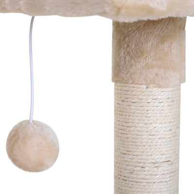 PawHut Cat Scratch Post with Bed Cat Tree for Indoor Cats Sisal Scratching Posts Hammock Kitty Activity Centre Beige 