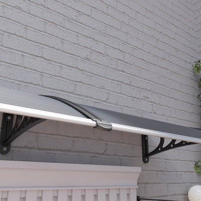 Outsunny Door Canopy Awning Outdoor Window Rain Shelter Cover for Front/Back Door Porch Black 196 x 75cm 