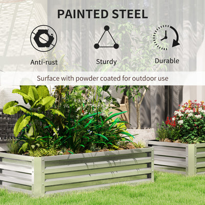 Outsunny Raised Beds for Garden, Galvanized Outdoor Planters, for Herbs and Vegetables, Use for Patio, Backyard, Balcony, Silver 