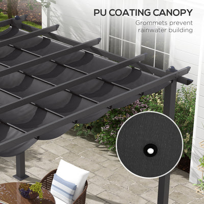 Outsunny 3 x 3m Aluminium Pergola, with Retractable Roof - Dark Grey 