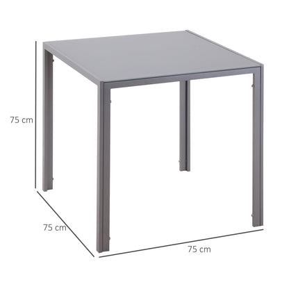 HOMCOM Modern Square Dining Table for 2-4 People, with Glass Top & Metal Legs for Dining Room, Living Room, Grey 